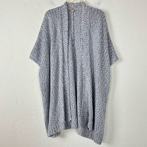 Loft Cardigan Sweater Duster Sleeveless Open‎ Front Heathered Marled Purple Knit